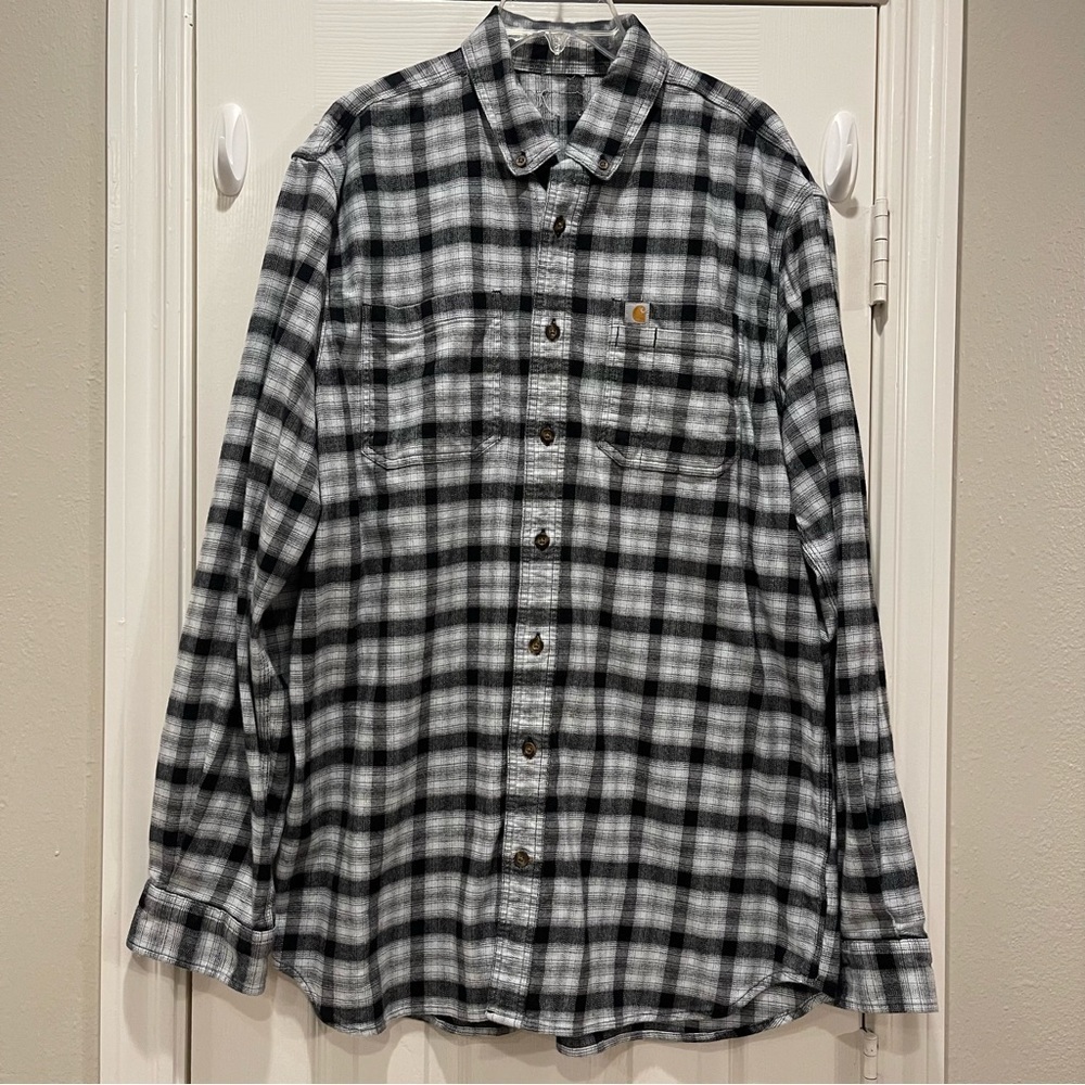 Carhartt Flannel Shirt Men’s Large Tall Midweight Workwear Outdoor Warmth Plaid